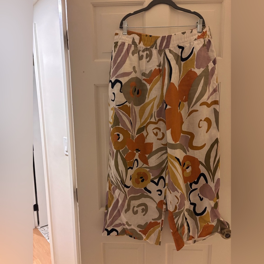 Rachel Zoe Multicolor Linen Floral Cropped Pants